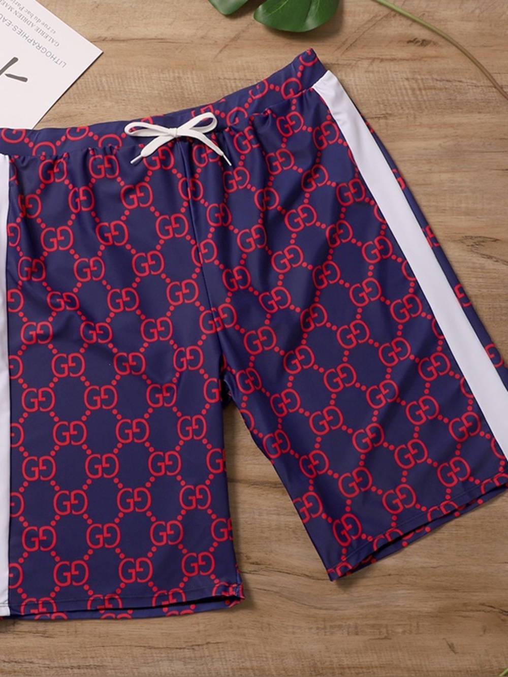 Men’s Navy with Red GG Logo Swim Shorts
